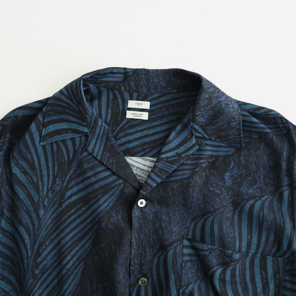Leaf Pattern Printed Open Collar Shirt #NAVY [YK26SS01202SH]