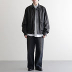 SULFUR DYED OXFORD VINTAGE WIDE PANTS #BLACK [ST.1395]