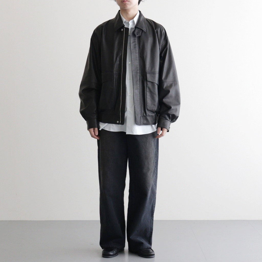 SULFUR DYED OXFORD VINTAGE WIDE PANTS #BLACK [ST.1395]