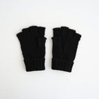 ウールアクリル天竺縮絨 指抜きグローブ #BLACK [HR-K701-051]