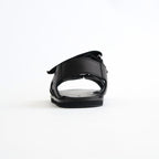 SOFT LEATHER DOUBLE STRAP SANDALS #BLACK [A26SS12QD]