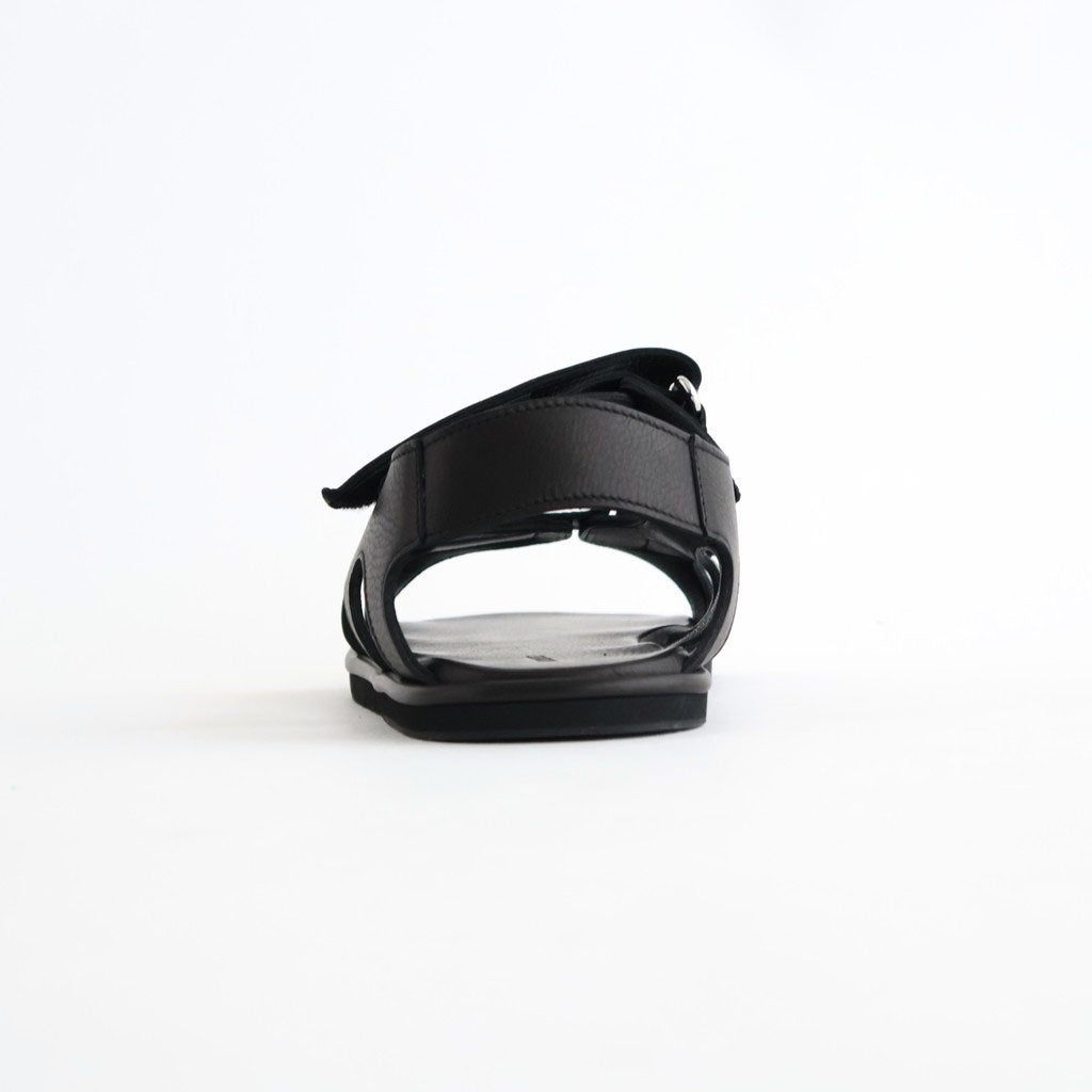 SOFT LEATHER DOUBLE STRAP SANDALS #BLACK [A26SS12QD]