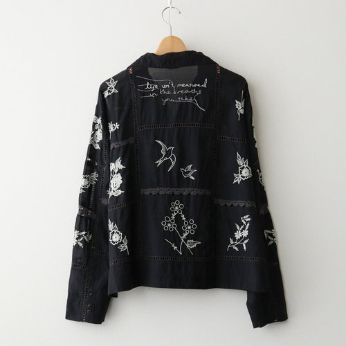 Embroidery Patchwork Shirts #BLK [12610428]