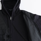 綿裏毛×エステル綿タフタ ジップパーカー #BLACK [HN-T011-051]