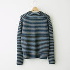 SHETLAND WOOL CASHMERE RIB KNIT P/O #NAVY STRIPE [A26AP01SB]