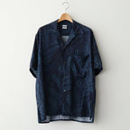 Leaf Pattern Printed Open Collar Shirt #NAVY [YK26SS01202SH]