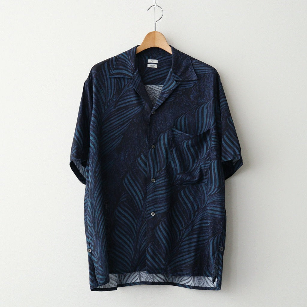 Leaf Pattern Printed Open Collar Shirt #NAVY [YK26SS01202SH]