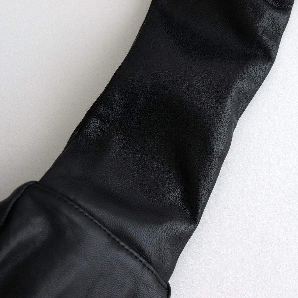 SHIRRING HANDLE LEATHER SHOULDER BAG #BLACK [ST.1180]