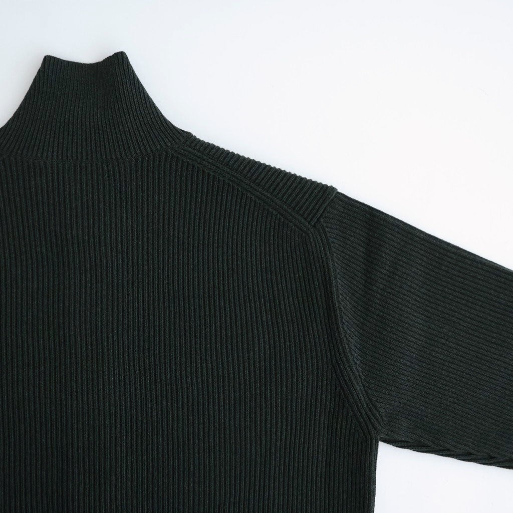 SUPER FINE WOOL RIB KNIT ZIP CARDIGAN #TOP DARK OLIVE [A26AC01RK]