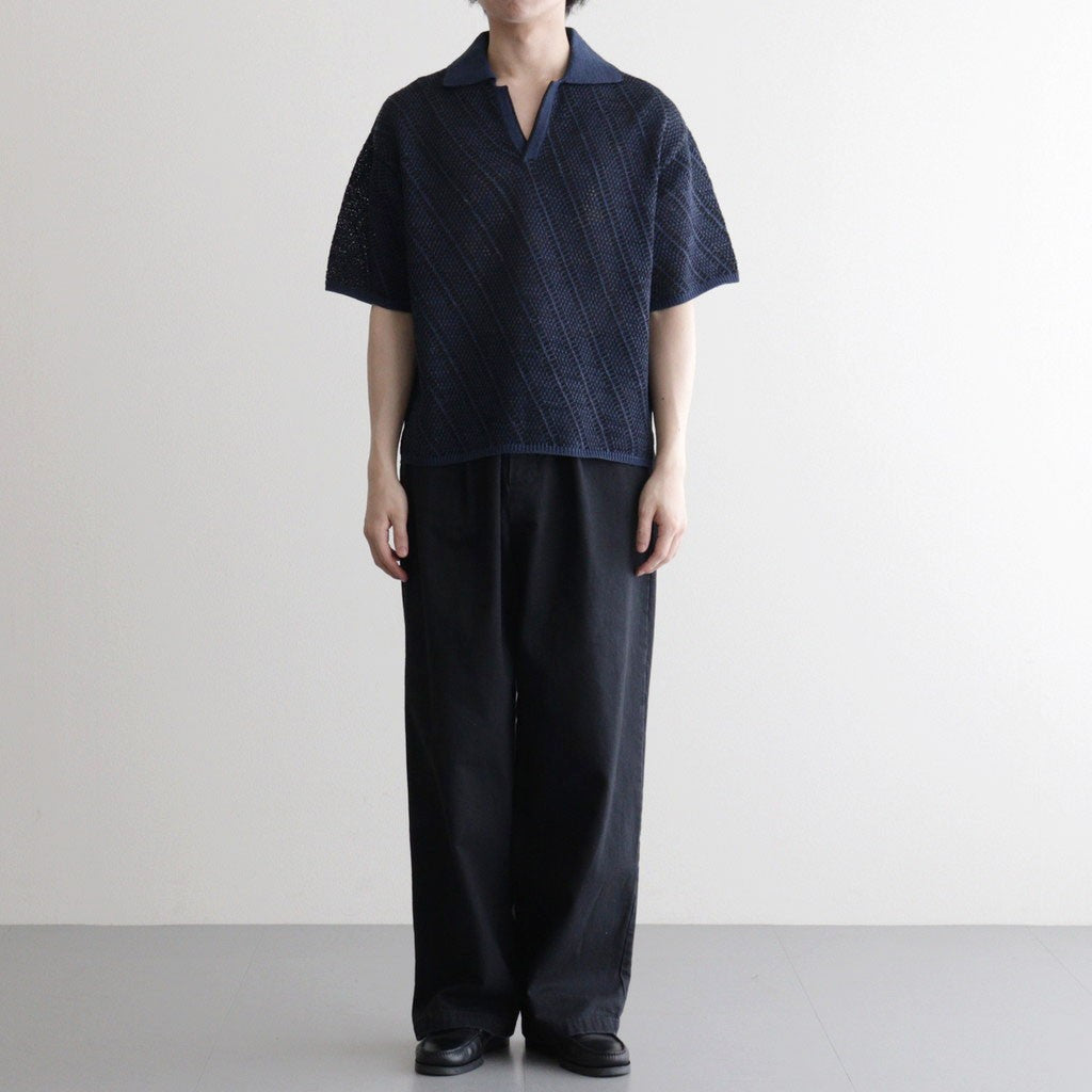 Diagonal Knit Skipper Shirt #NAVY [YK26SS01251S]