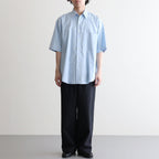 WASHED FINX TWILL BIG HALF SLEEVED SHIRT #LIGHT BLUE [A26SS03TN]
