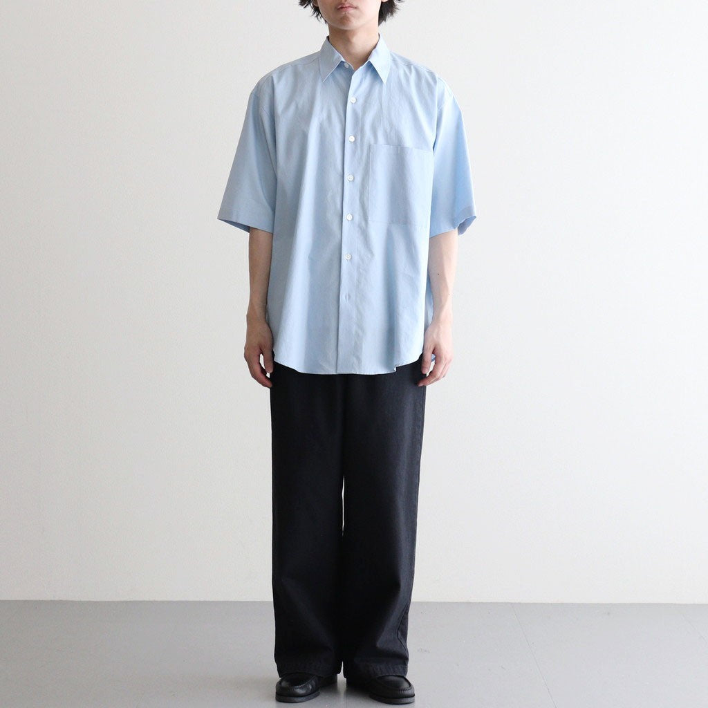 WASHED FINX TWILL BIG HALF SLEEVED SHIRT #LIGHT BLUE [A26SS03TN]