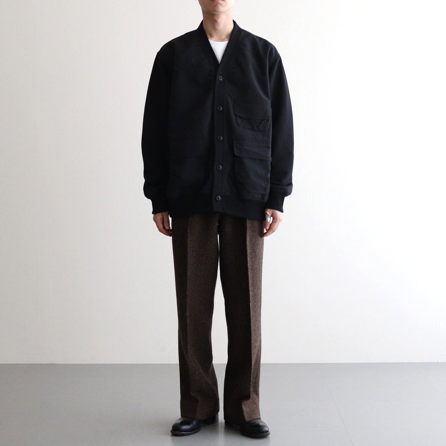 シルケット裏毛 カーディガン #BLACK [HN-T001-051]