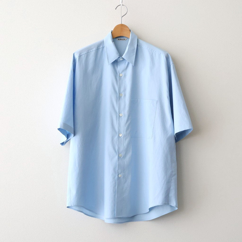 WASHED FINX TWILL BIG HALF SLEEVED SHIRT #LIGHT BLUE [A26SS03TN]