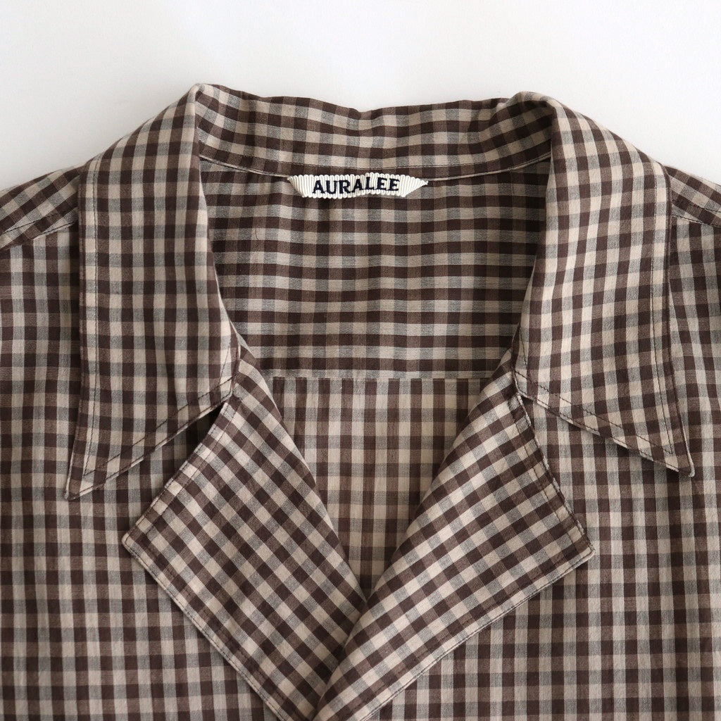 AIRY LIGHT COTTON CHECK P/O SHIRT #BROWN GINGHAM CHECK [A25SS02GC]