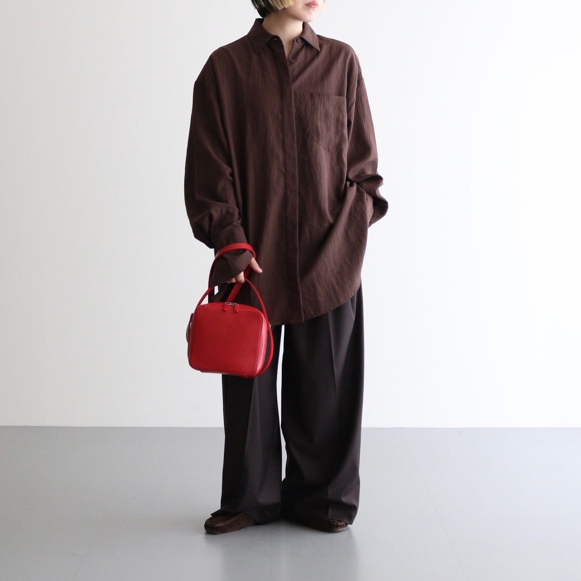LEATHER SHOULDER BAG MADE BY AETA #RED [A25AB03AE]