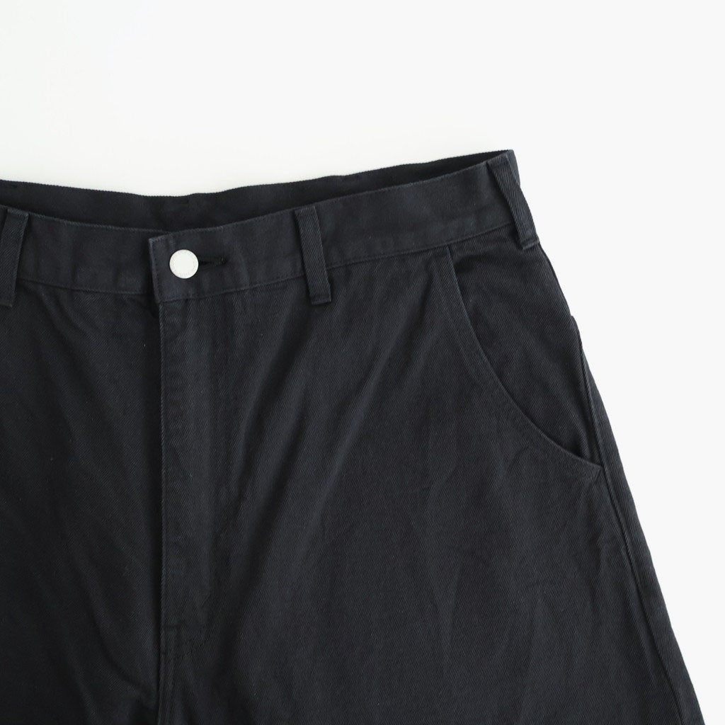 綿デニム 製品洗い ワイドパンツ #BLACK [HQ-P015-051]