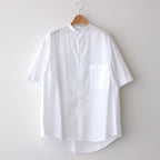 BROAD S/S OVERSIZED BAND COLLAR SHIRT #WHITE [GM231-50083B]