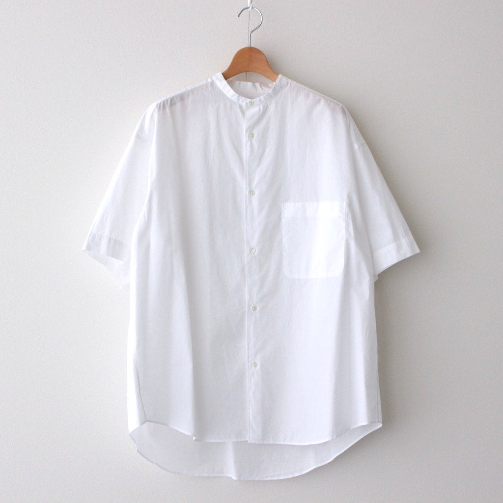 BROAD S/S OVERSIZED BAND COLLAR SHIRT #WHITE [GM231-50083B]
