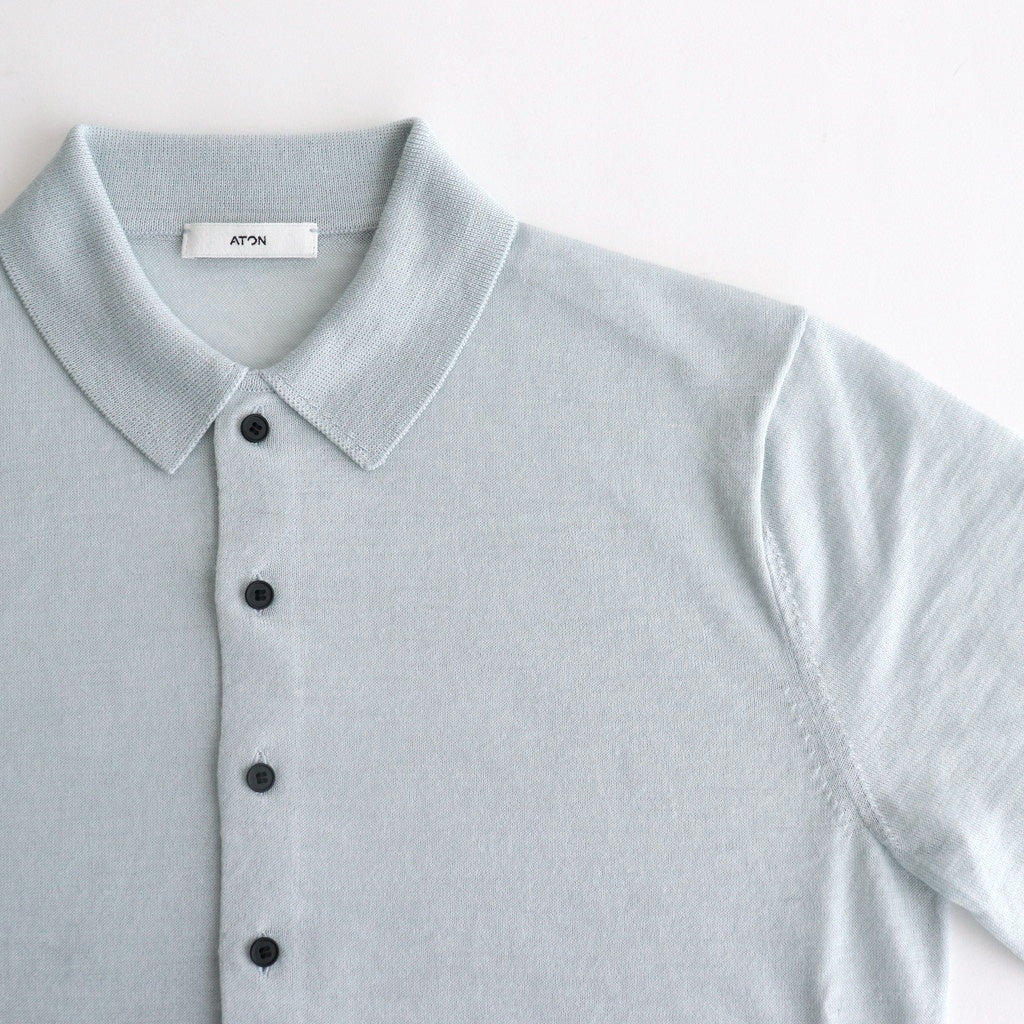 RAMIE WOOL POLO KNIT CARDIGAN #SAX [KRAGGM0126] – ciacura