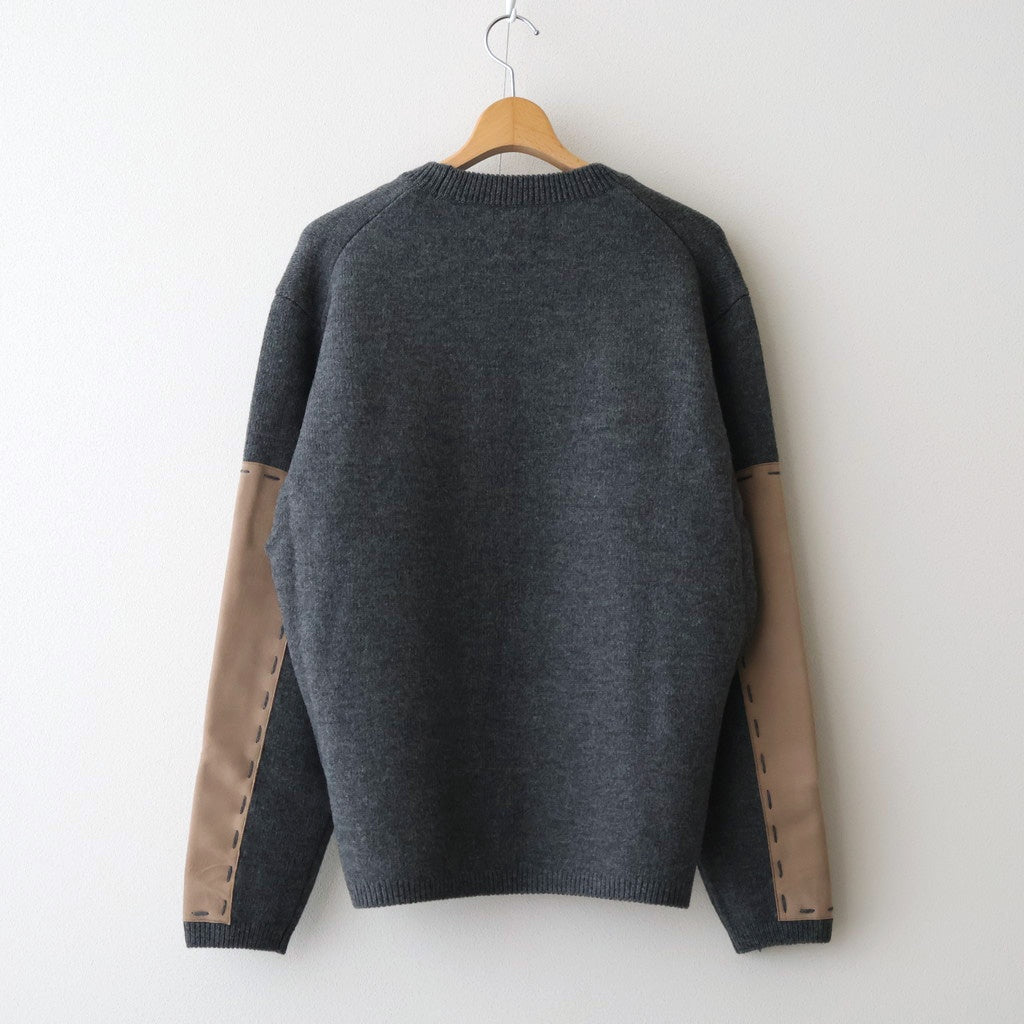 Suede Leather Elbow Patch Sweater #TOP GRAY [YK25FW01108S]