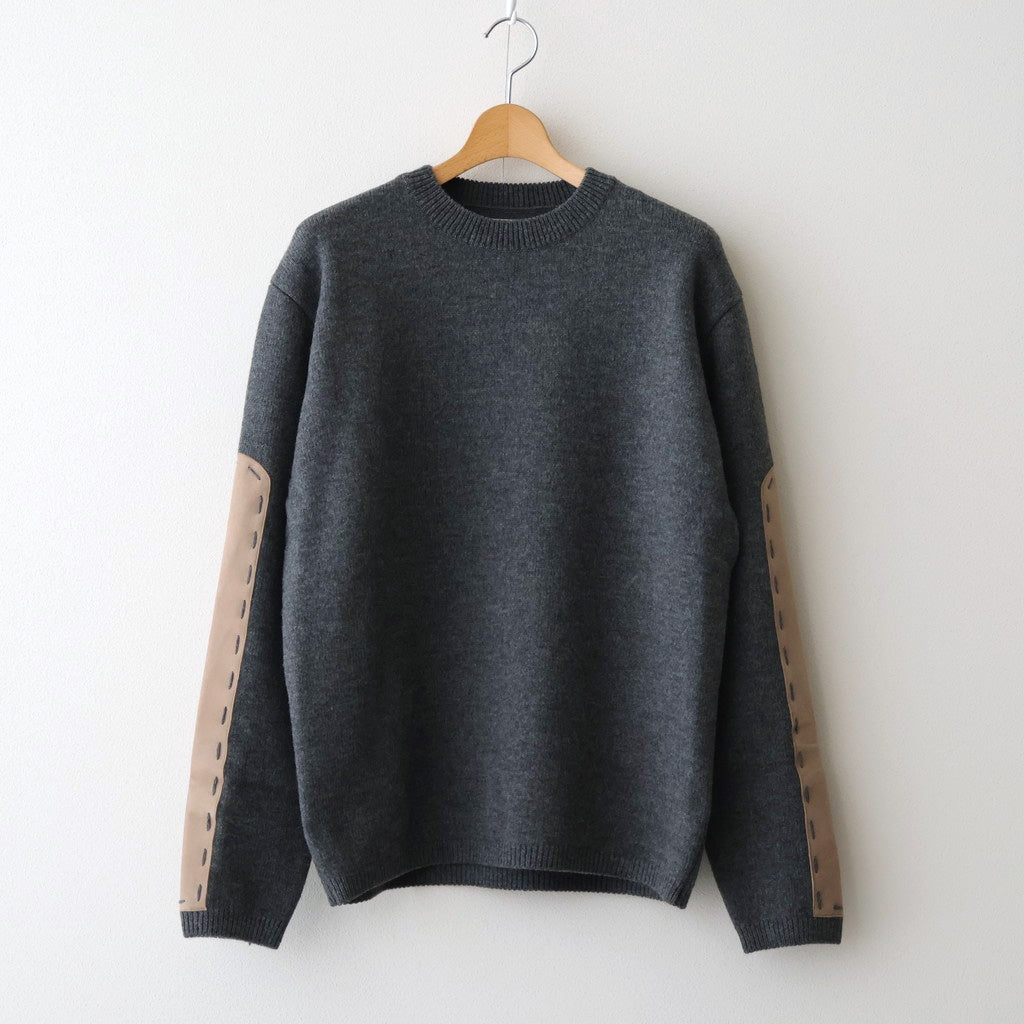 Suede Leather Elbow Patch Sweater #TOP GRAY [YK25FW01108S]
