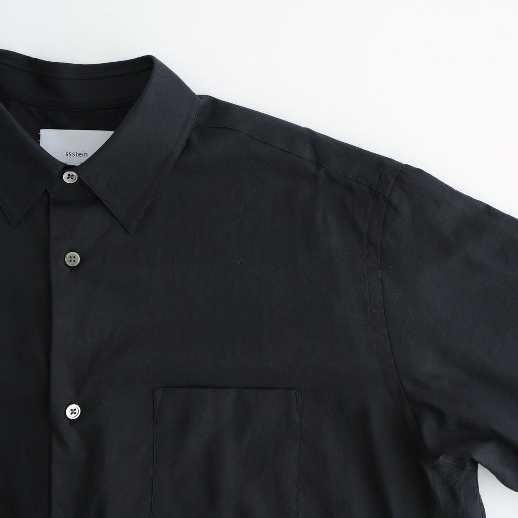 COTTON SILK OVERSIZED REGULAR COLLAR SHIRT #BLACK [ST.1492]