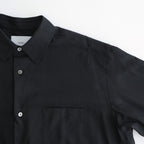 COTTON SILK OVERSIZED REGULAR COLLAR SHIRT #BLACK [ST.1492]