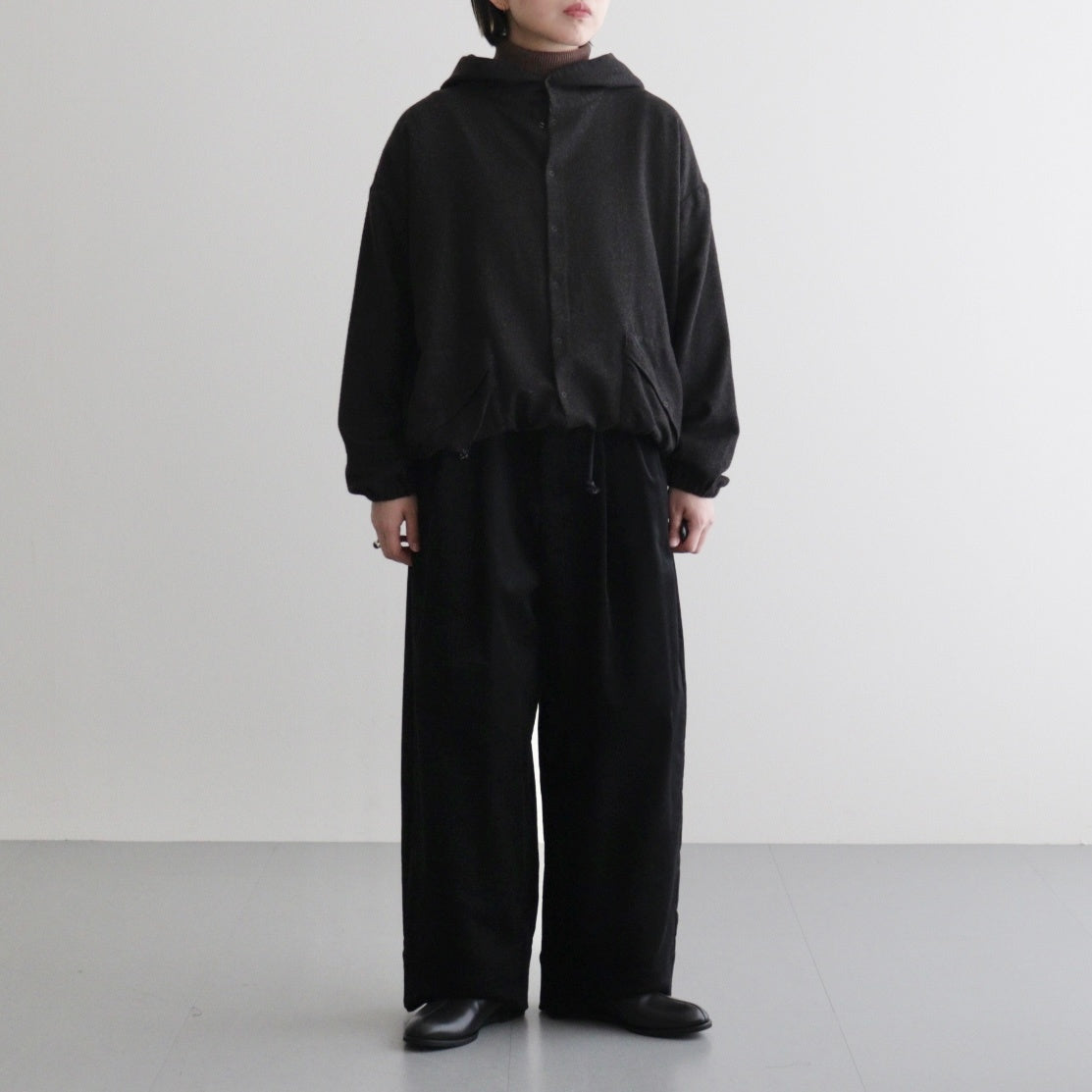 縮絨ウールワイドフーディー #DARK BROWN [D225-T391]