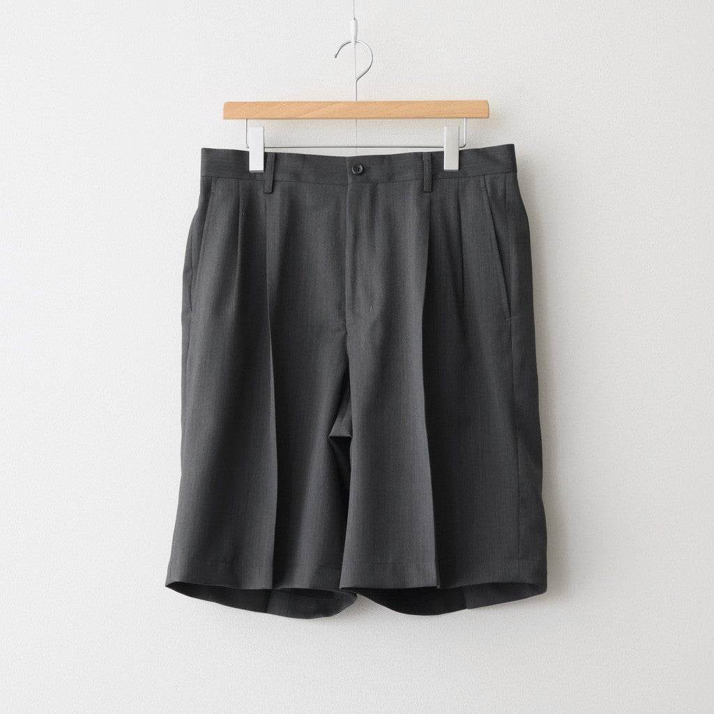 Melange Herringbone Pleated Wide Shorts #GRAY [GM261-40333]