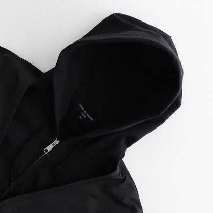 Cotton fleece x polyester cotton taffeta zip hoodie #BLACK [HN-T011-051]