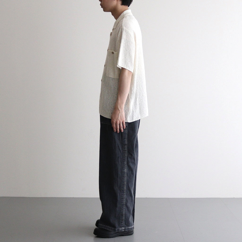 COTTON SHEER KNIT OPEN COLLAR SHIRT #OFF WHITE [YK25SS0964S]