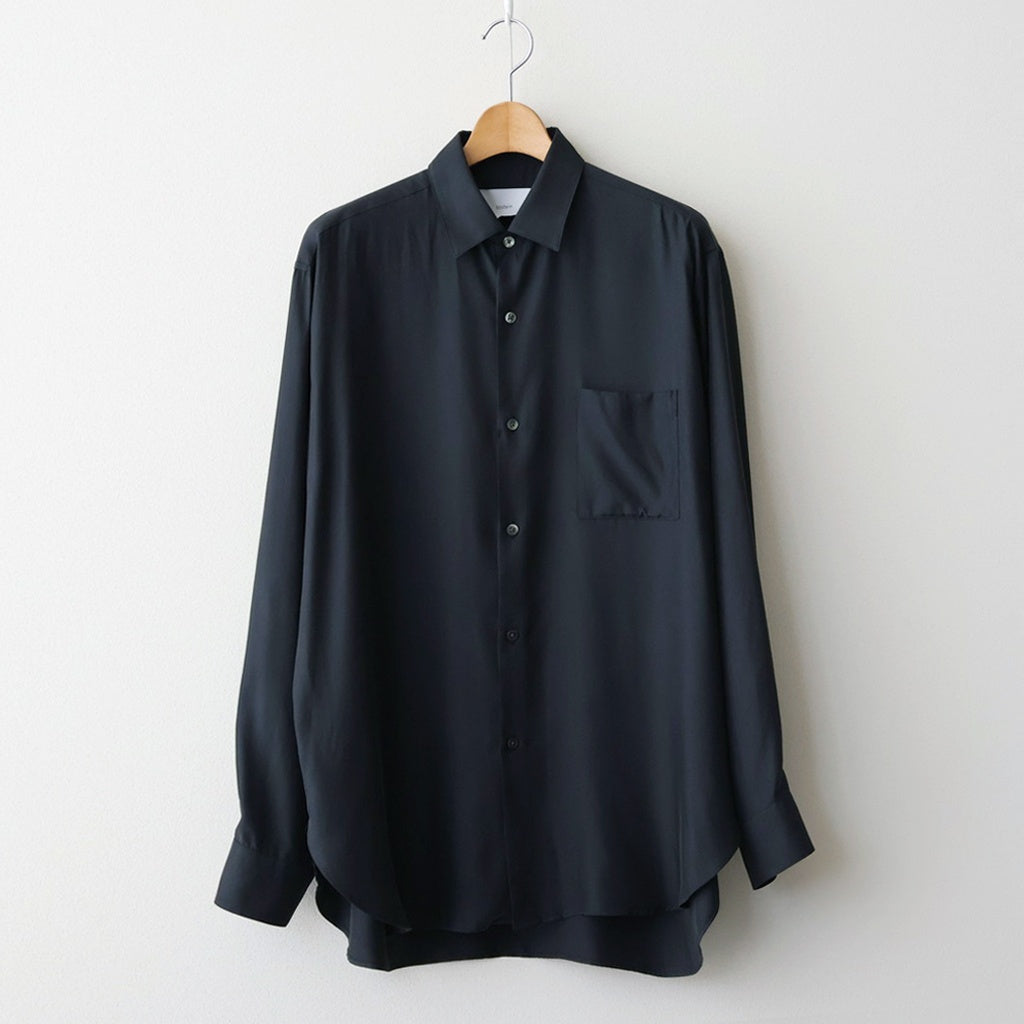 CUPRO TWILL OVERSIZED LS SHIRT #BLACK [ST.1459]