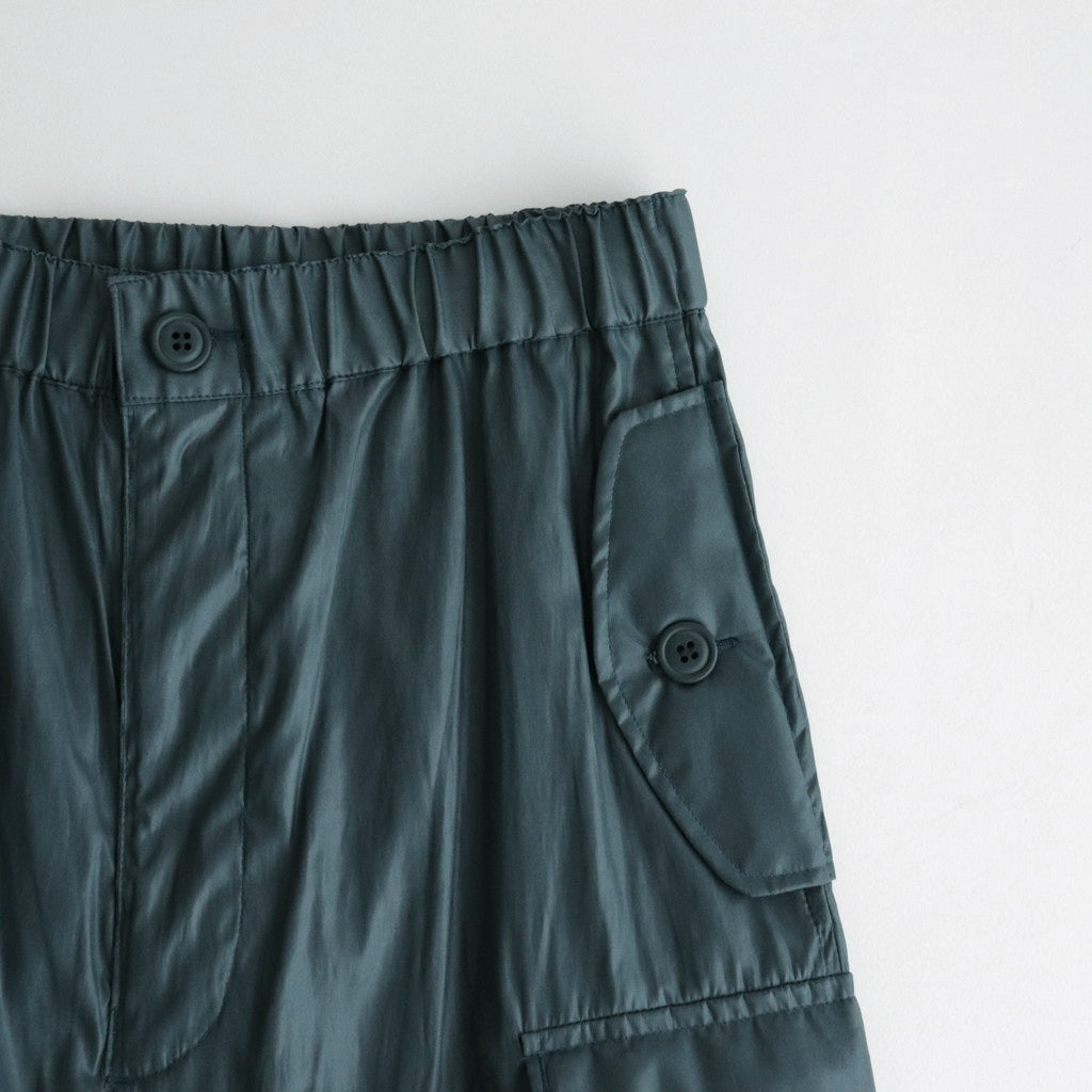 LEATHER LIKE POLYESTER CARGO PANTS #DUSTY GREEN [YK24SS0638P