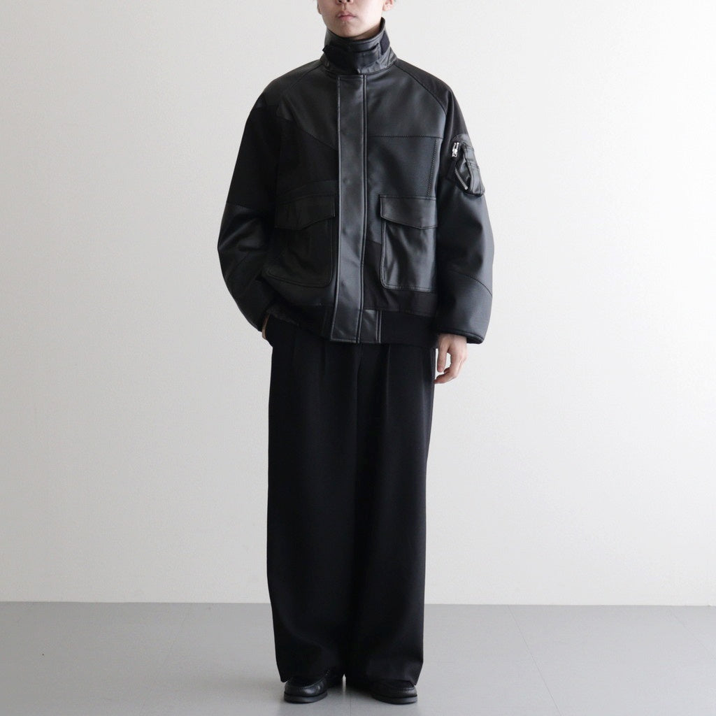 韓国製皮ジャケット ブラック。 合皮MIXジップブルゾン #BLACK [HP-J011-051] – ciacura