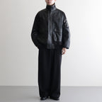 合皮MIXジップブルゾン #BLACK [HP-J011-051]