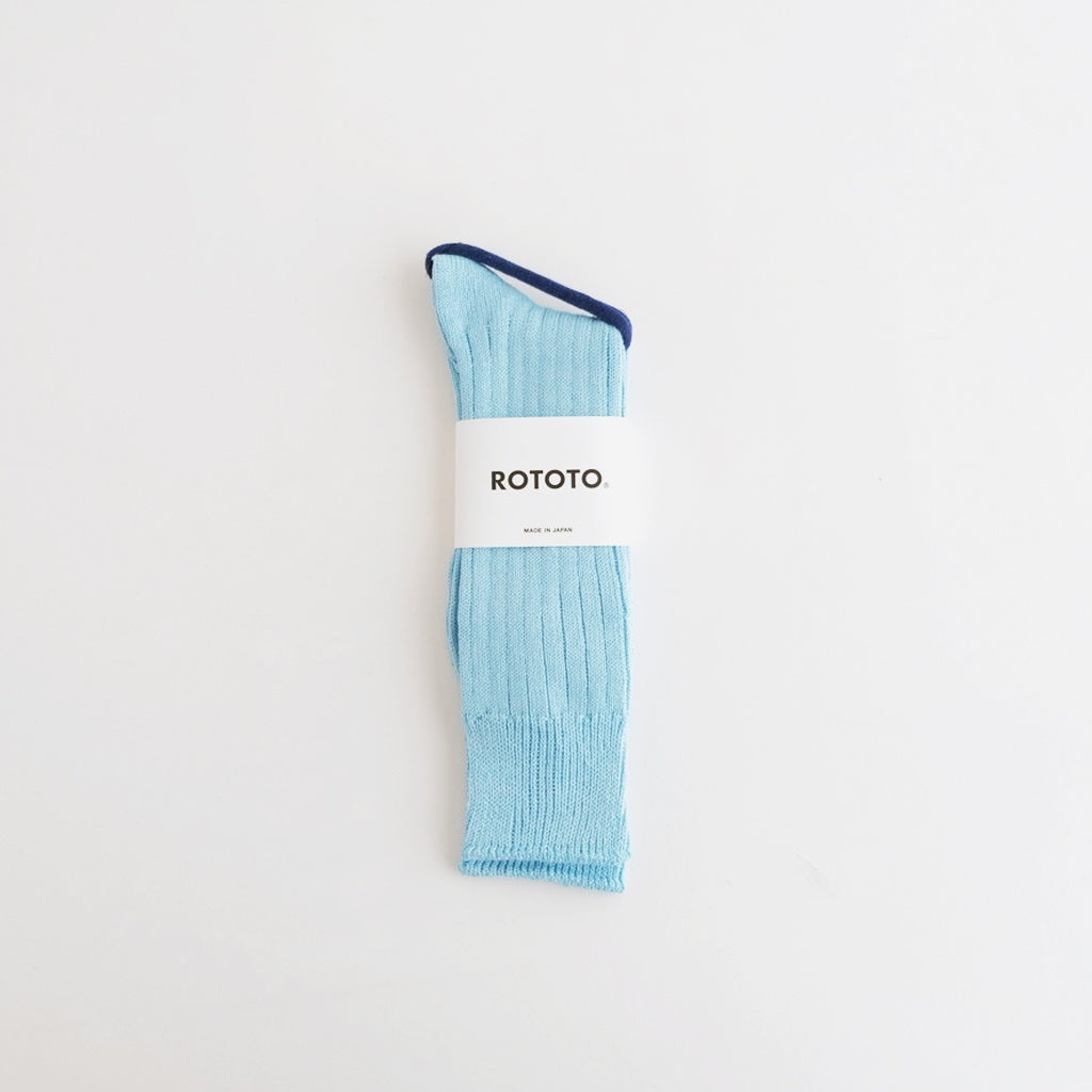 LINEN COTTON RIBBED CREW SOCKS #SKY BLUE [R1461-SS26]