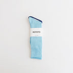 LINEN COTTON RIBBED CREW SOCKS #SKY BLUE [R1461-SS26]