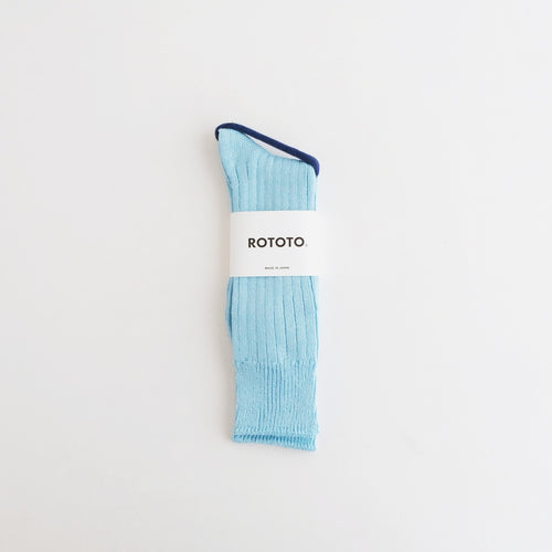 LINEN COTTON RIBBED CREW SOCKS #SKY BLUE [R1461-SS26]