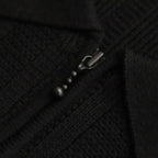 Rib Pattern Half Zip Polo #Black [2501-012]