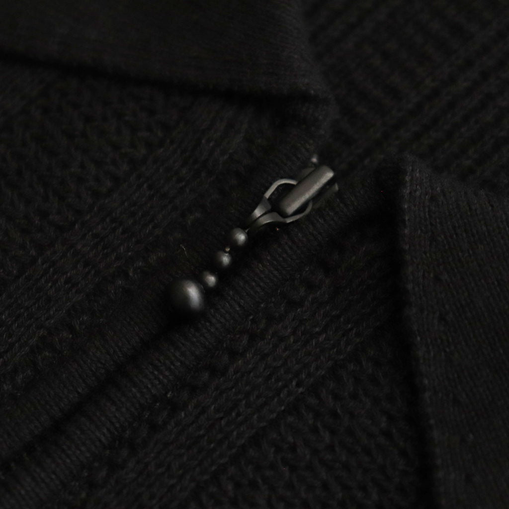 Rib Pattern Half Zip Polo #Black [2501-012]