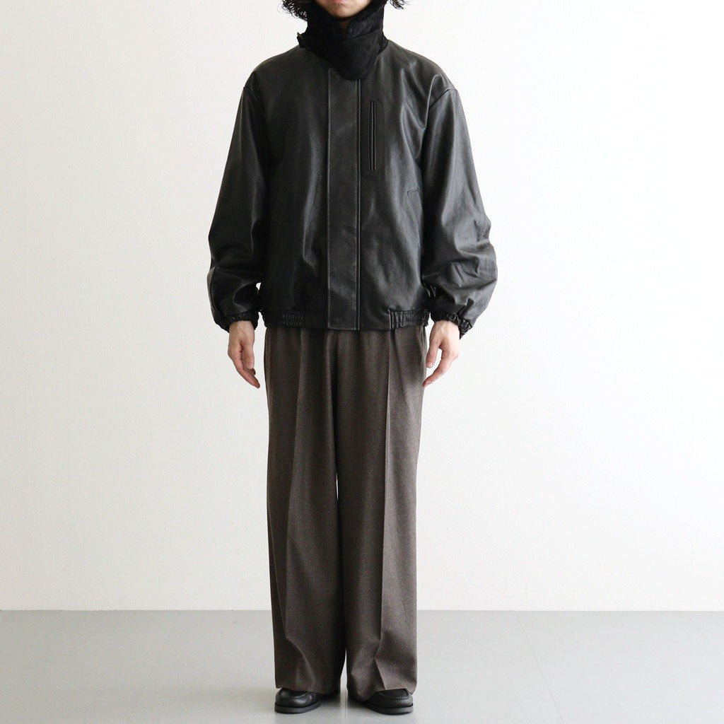 MOUTON COLLAR CALF ZIP JACKET #BLACK [ST.1549]