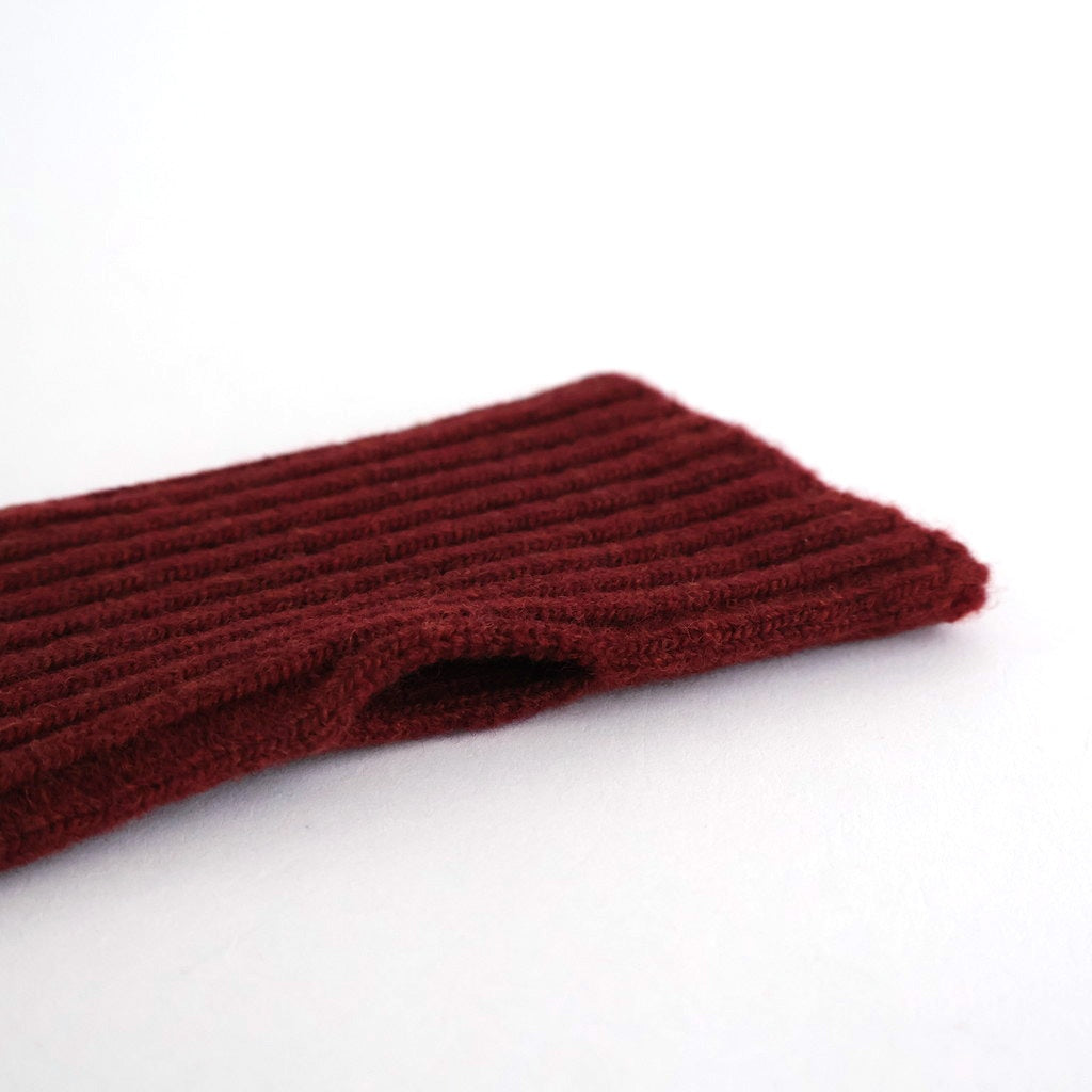 STRIPE SEAMLESS HAND WARMER ”MERINO LAMBS WOOL” #MAROON/NAVY BLUE [R5092-AW25]