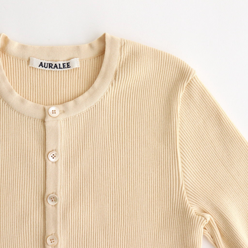 COTTON HIGH GAUGE RIB KNIT CROPPED CREW NECK CARDIGAN #YELLOW [A00C04HR]