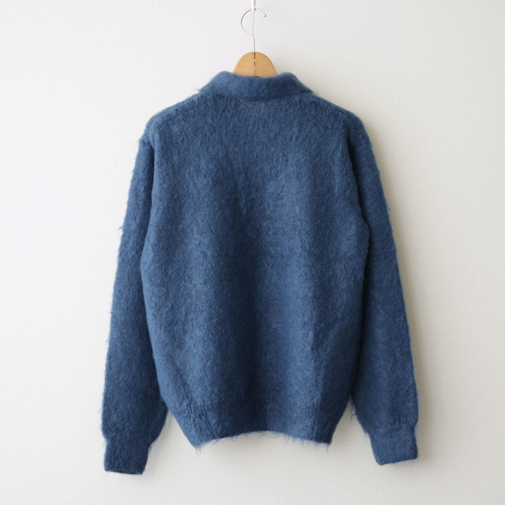BRUSHED SUPER KID MOHAIR KNIT POLO #LIGHT NAVY [A26AP01KM]