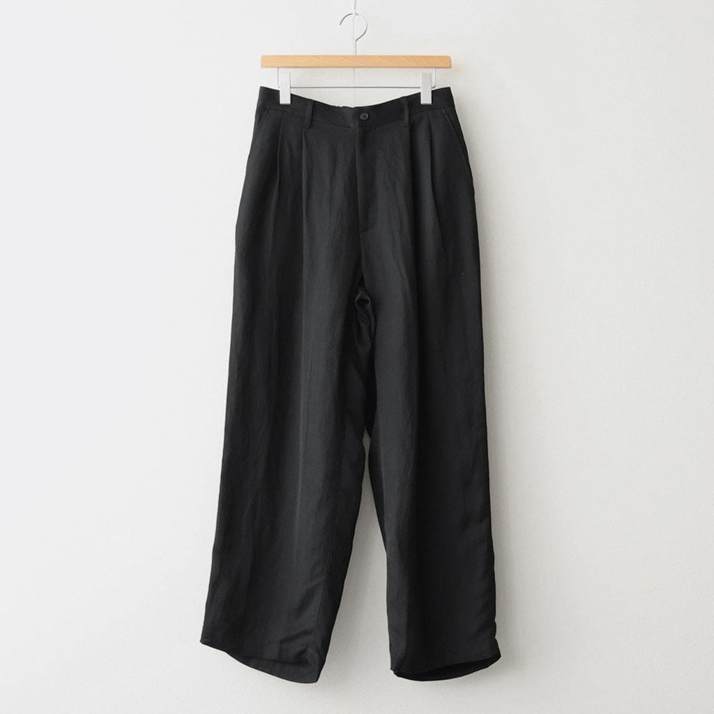 VIS/LI BRIGHT TWILL WIDE EASY TROUSERS #BLACK [ST.1466]