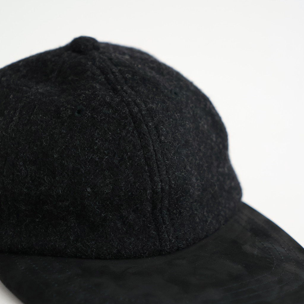 ウールヘリンボーン生地縮絨×レザー キャップ #CHARCOAL [HR-K601-051]