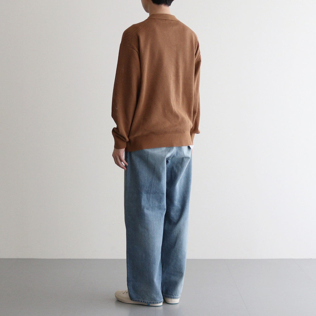 Stripe Mesh Knit Shirt #Brown [2501-008]