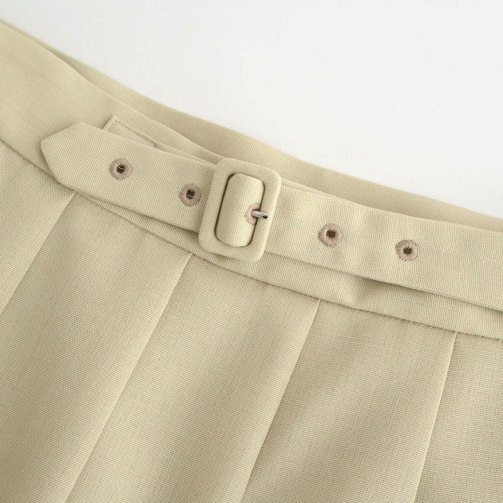 WOOL KID MOHAIR HOPSACK PLEATED SKIRT #DUSTY BEIGE [A26SS04MH]