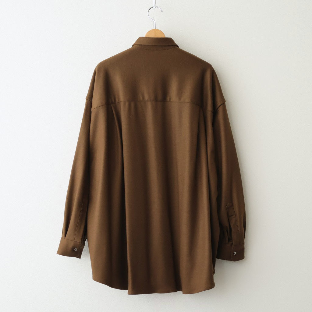 Wool Smooth Flannel Oversized Regular Collar Shirt #BROWN [GU253-50221B]